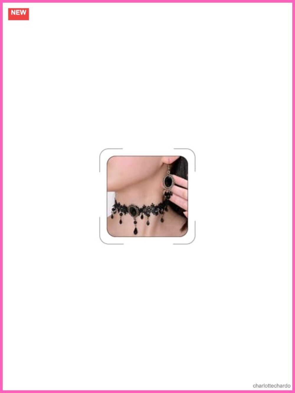 Gothic Lace Choker and Earring Set Witch Vampire Halloween Costume Jewelry